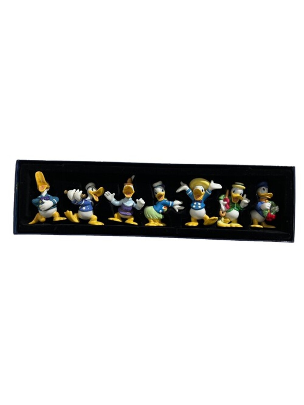 Vintage 1999 Disney Donald Duck 65 Feisty Years Porcelain Ornament Set 7pc Box